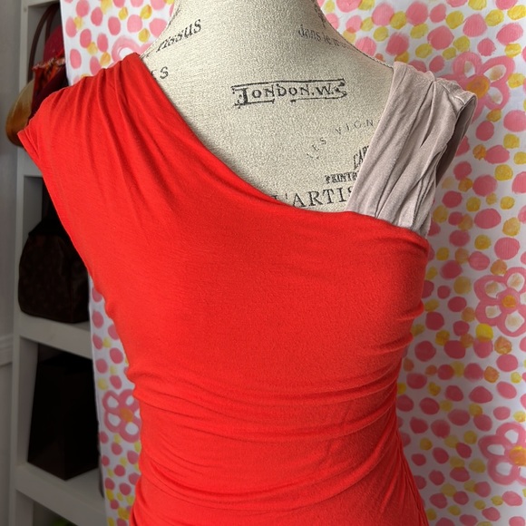 Bar III One-Shouldered Party Dress in Red Bodycon Jersey ruched sleeveless mini - Picture 5 of 15